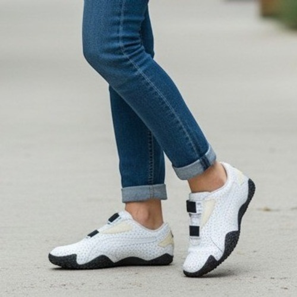 Puma Mostro Women Sneaker Size 6.5 Athletic Lifestyle White Black Perforated
